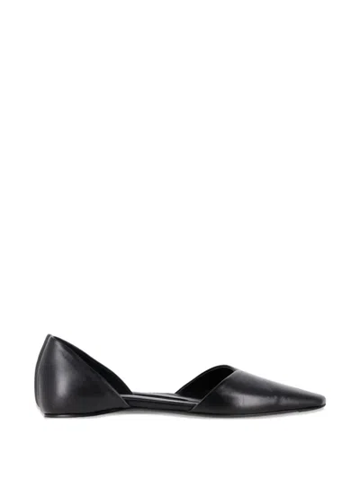 Pre-owned Totême Asymmetric D'orsay Leather Ballet Flats In Black
