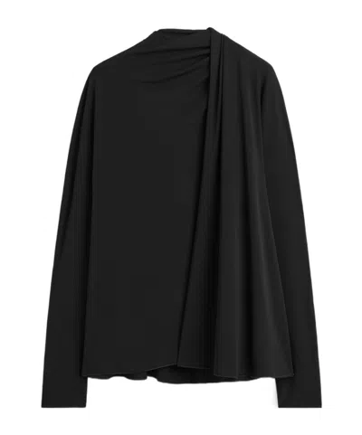 Totême Asymmetric Draped Blouse Black In Blue