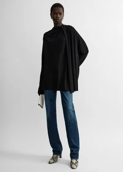 Totême Asymmetric Draped Blouse Black Petite