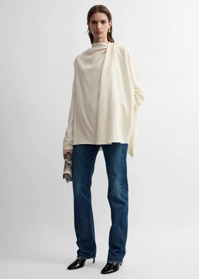 Totême Asymmetric Draped Cady Blouse Ecru