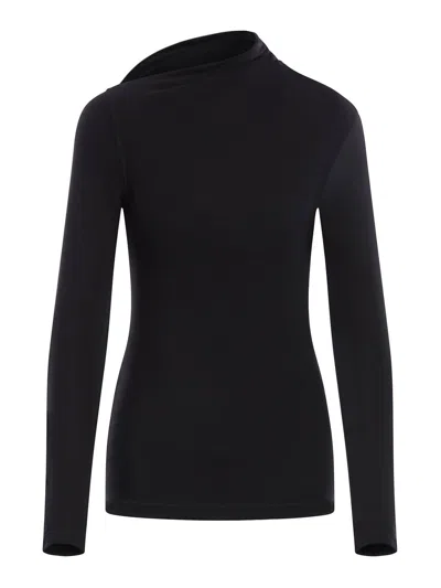 Totême Asymmetric Top In Stretch Jersey In Black