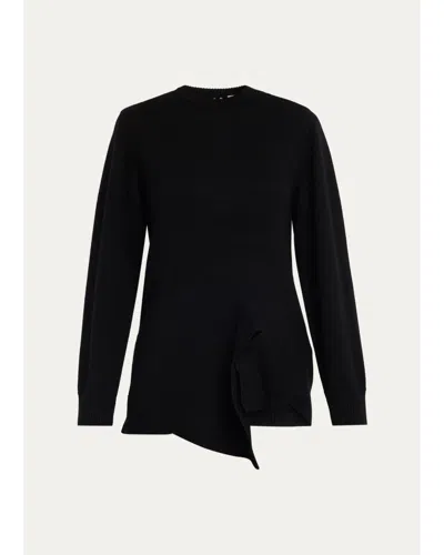 Totême Asymmetric Wool-cashmere Knit Sweater In Black