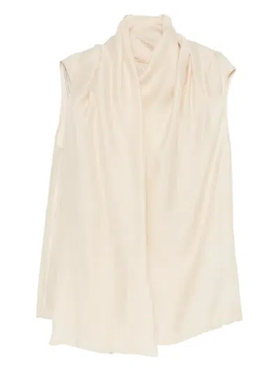 Totême Sleeveless Blouse With Draped Scarf Detail In White