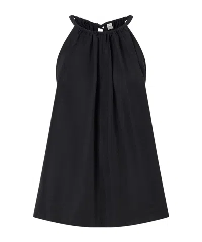 Totême Gathered Lyocell-blend Halterneck Top In Black