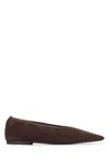 Totême Minimalist Suede Pointed-toe Flats In Brown