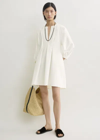 Totême Balloon Sleeve Cotton Dress White In Multi