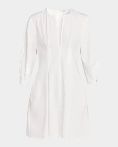 Totême Balloon-sleeve Pleated Cotton Dress In White
