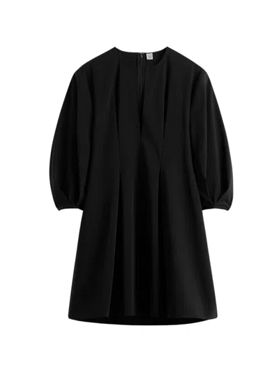 Totême Toteme Baloon Sleeve Cotton Dress In Black