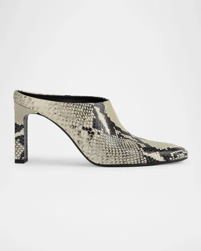 Totême Bar 85mm Python-embossed Leather Mules In Animal Print