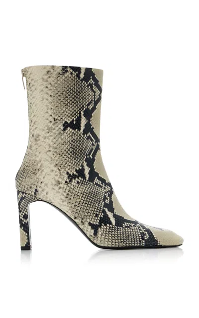 Totême Toteme Snake-embossed Leather Bar Ankle Boots 85 In Animal Print