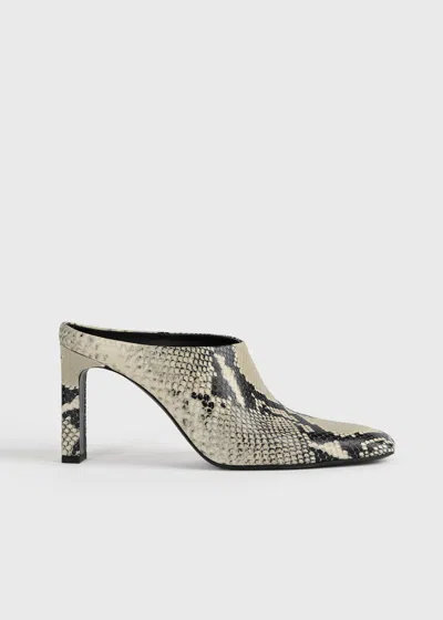 Totême Bar Python-embossed Mules Black/ecru