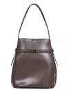 Totême Bark Belted Leather Bucket Bag In Green