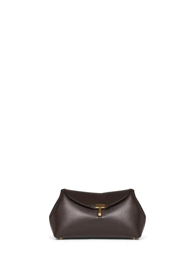 Totême Bark Mini T-lock Clutch Bag In Brown