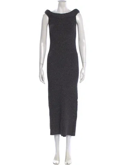 Pre-owned Totême Bateau Neckline Long Dress In Gray