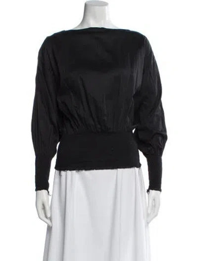 Pre-owned Totême Bateau Neckline Long Sleeve Blouse In Gray