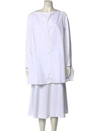Pre-owned Totême Bateau Neckline Long Sleeve Tunic In White