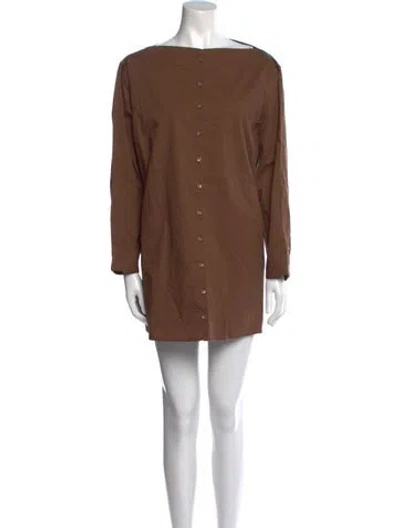 Pre-owned Totême Bateau Neckline Mini Dress In Brown
