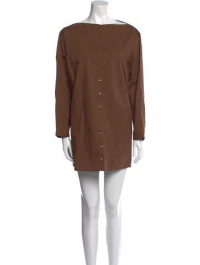 Pre-owned Totême Bateau Neckline Mini Dress In Brown