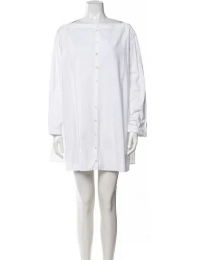 Pre-owned Totême Bateau Neckline Mini Dress In White