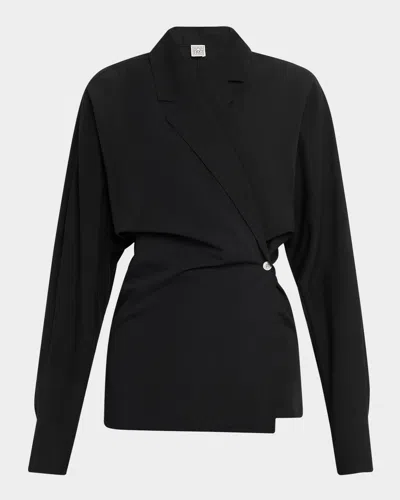 Totême Batwing-sleeve Wrap Blouse In Black