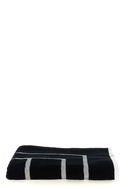 Totême Beach Towel 'monogram' In Black