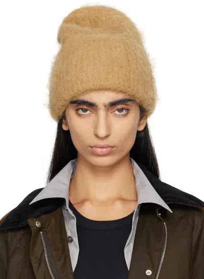 Totême Beige Alpaca Knit Beanie In Camel Melange 159