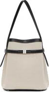 Totême Beige & Black Belted Canvas Bucket Bag