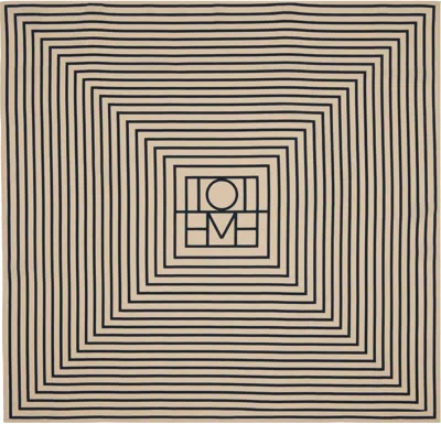 Totême Off-white & Navy Signature Monogram Silk Scarf In 950 Monogram Print