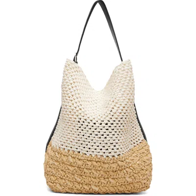 Totême Beige & Off-white Belted Paper Raffia Tote In Blue