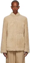 Totême Toteme Cinched Shearling Jacket Butter In Butter 092