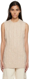 Totême Beige Crewneck Vest In 109 Vanilla Melange