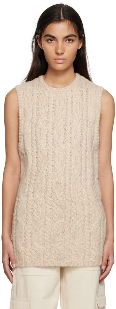 Totême Beige Crewneck Vest In 109 Vanilla Melange