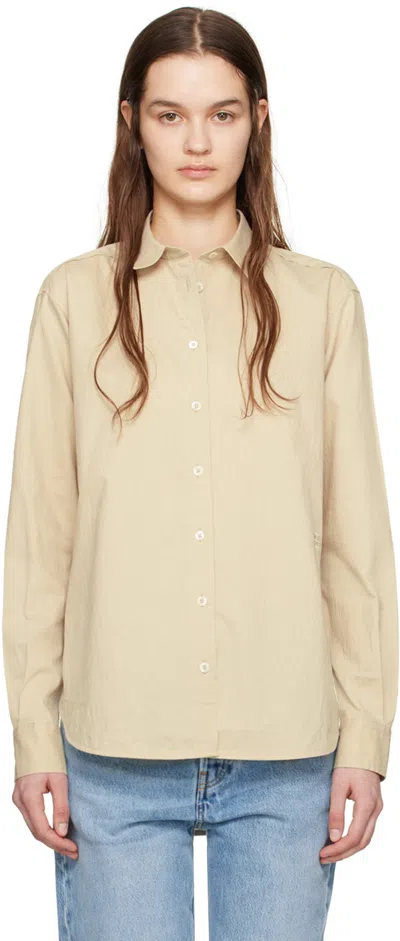 Totême Signature Cotton Blend Shirt In Beige