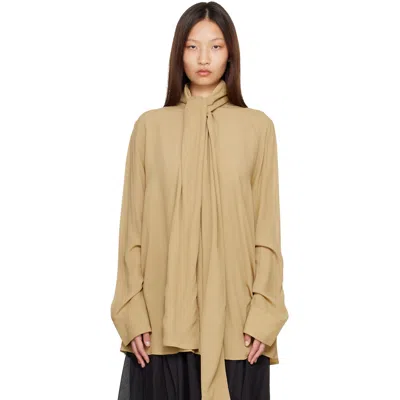 Totême Beige Draped Scarf Blouse In Sand