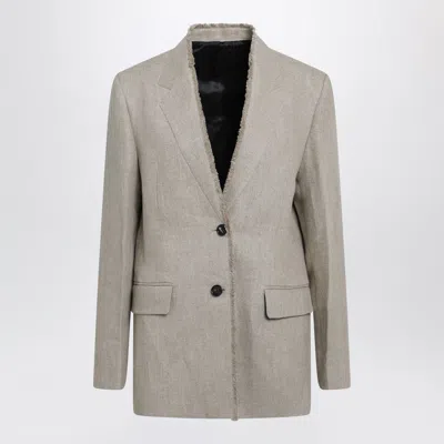 Totême Toteme Beige Frayedlapel Natural Linen Blazer In Neutral