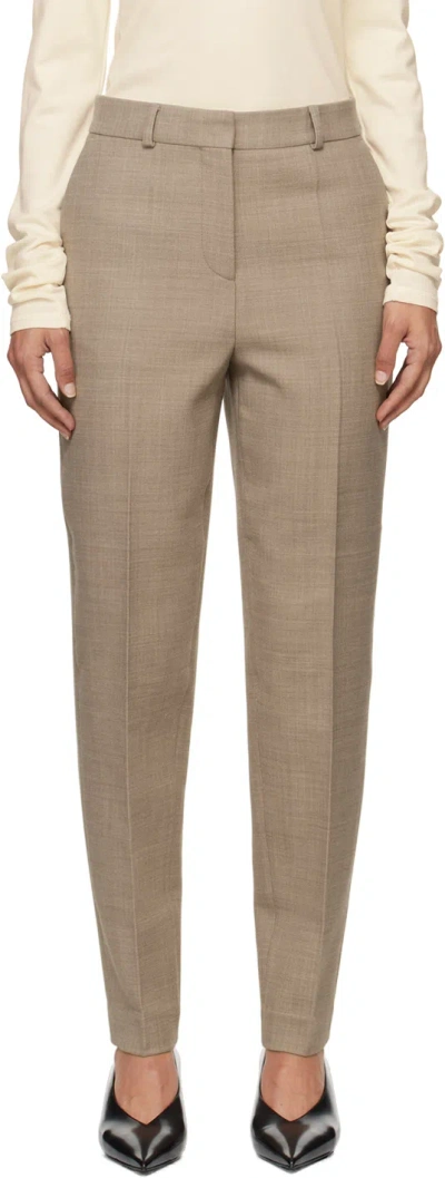Totême Taupe Straight-leg Trousers In 346 Light Hay Melang