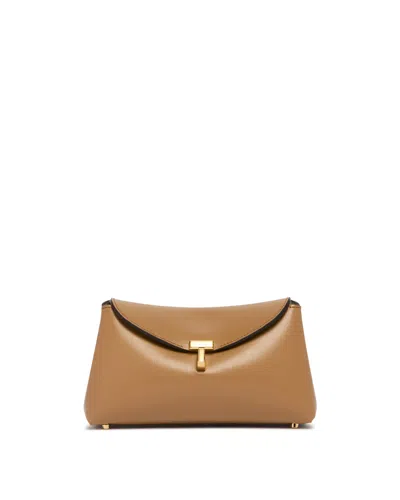 Totême Beige Mini T-lock Clutch In Brown