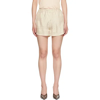 Totême Beige Monogram Silk Pj Shorts In White