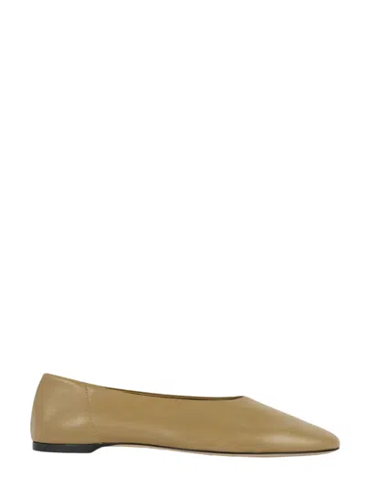 Totême Toteme Beige Nappa Leather Ballet Flats With Leather Lining And Brown Leather Sole In Yellow