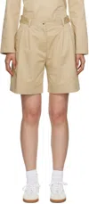 Totême Beige Pleated Shorts In 809 Overcast Beige