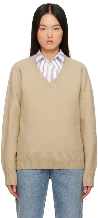 Totême Beige Rib Sweater In 058 Oat