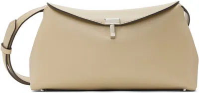 Totême Beige T-lock Leather Clutch In Fawn 125