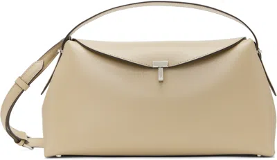 Totême Beige T-lock Leather Top Handle Bag In Fawn 125