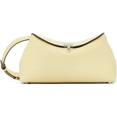 Totême Beige T-lock Leather Clutch In Gold