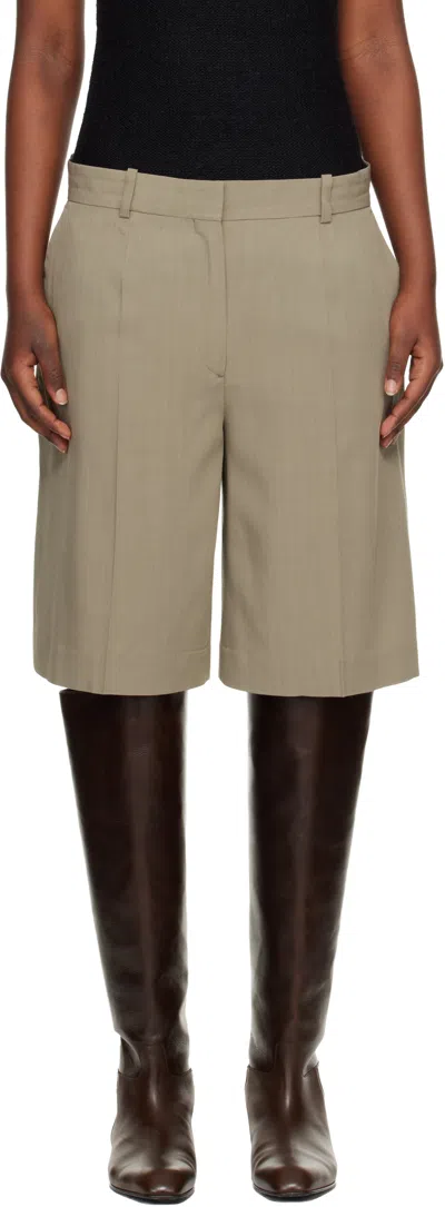 Totême Beige Wide Fluid Shorts In Brown