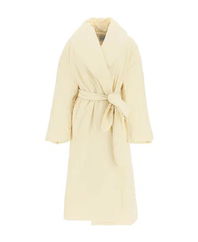 Totême Belt Recycled Soft Shell Fabric Down Jacket In Metallic