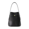 Totême Toteme Belted Leather Bucket Bag In Black