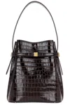 Totême Belted Croc-effect Leather Tote In Dark Brown