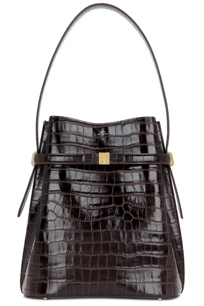 Totême Belted Bucket Bag In Dark Brown