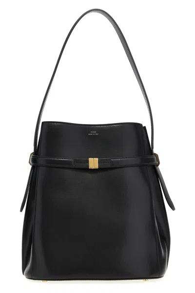 Totême Toteme Belted Leather Bucket Bag In Black